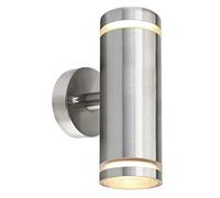 Long Life Lamp Company Modern Outdoor Wall Light Up Down IP65 Stainless Steel Clear Diffuser ZLC308 Includes GU10 4w LED (Warm White)