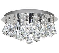Long Life Lamp Company Modern Round Chandelier Ceiling Light Crystal Rain Droplet Reflective Silver Base STX50019-4D M0014S
