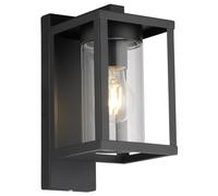 Long Life Lamp Company Outdoor Dusk Till Dawn Wall Light Black Glass Diffuser Automatic Sensor Garden Wall Lantern Rectangular Porch Light ZLC370 with LED 4w Warm