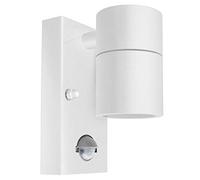 Long Life Lamp Company Outdoor PIR Wall Light Motion Sensor Single Garden Security Spotlight Stainless Steel White Finish ZLC057