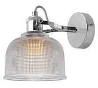 Long Life Lamp Company Polished Chrome Vintage Wall Light Adjustable Retro Glass Shade Sconce Impressed Pattern M0088F