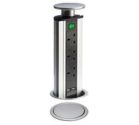 Long Life Lamp Company Pop-Up Socket & USB Charger, Includes 3 x UK Plug Sockets and 2 x USB sockets