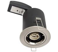 Long Life Lamp Company Recessed Fire Rated Ceiling Downlight Brushed Chrome GU10 Holder Twist and Lock Bezel