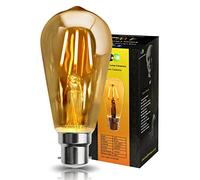 Long Life Lamp Company Retro Vintage LED 4w Squirrel Cage Edison Style Filament Bulb Smoked Gold Glass ST58 B22 Bayonet