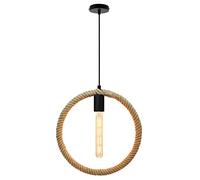 Long Life Lamp Company Rope Pendant Light Fitting Vintage Industrial Ceiling Light Round Included T30 LED Bulb H3047