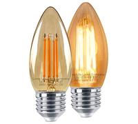 Long Life Lamp Company Vintage 4w LED Candle E27 Filament Light Bulb Edison Screw Smoked Gold Glass 2 Pack