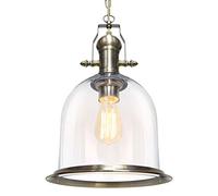 Long Life Lamp Company Vintage Clear Glass Pendant Light Antique Brass Bell Ceiling Lampshade Retro Industrial M0120