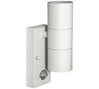 Long Life Lamp Company White Stainless Steel PIR Up Down Double Outdoor Wall Light with Movement Sensor Motion Detector ZLC058