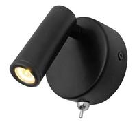 Long Life Lamps Company 3W Led Adjustable Black Wall Mounted Bedside Light Switched Warm White Bw05