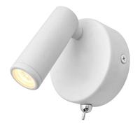 Long Life Lamps Company 3W Led Adjustable White Wall Mounted Bedside Light Switched Warm White Bw07