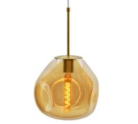 Long Life Lamps Company Antique Brass Blown Glass Ceiling Pendant Light Smoked Amber Globe Lamp Shade H3069