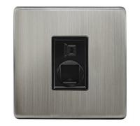 Long Life Lamps Company Brushed Chrome 1 Gang Ethernet Port Data Socket Cat 5 Screwless N442Dme