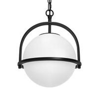Long Life Lamps Company Industrial Nautical Ceiling Pendant Light Opal Globe Glass Black Chain Suspended K426