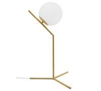 Long Life Lamps Company Modern Art Deco Brass Table Lamp Frosted Glass Globe Shade H3119