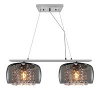 Long Life Lamps Company Modern Ceiling Crystal Droplet Pendant Light Double Smoked Grey Glass H3102