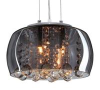 Long Life Lamps Company Modern Ceiling Crystal Droplet Pendant Light Smoked Grey Glasslamp Shade Drum H3010