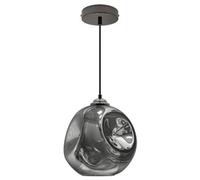 Long Life Lamps Company Modern Melting Glass Globe Ceiling Pendant Light Lava Shade Smoked Grey Black Nickel H3013