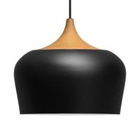 Long Life Lamps Company Nordic Modern Black Ceiling Pendant Light Metal Lamp Shade Wood Effect Detail H3024