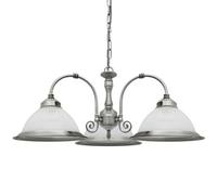 Long Life Lamps Company Vintage Ceiling 3 Light Brushed Chrome Pendant Light Ribbed Glass Lamp Shade K432