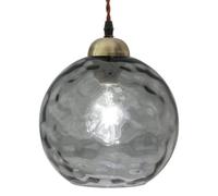 Long Life Lamps Company Vintage Globe Smoked Grey Ripple Glass Ceiling Pendant Lamp Glass H3005