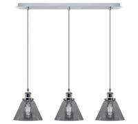 Long Life Lamps Company Vintage Industrial 3 Light Ceiling Pendant Lamp Mini Glass Sconce Smoked Grey Shades K403
