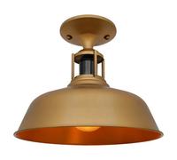 Long Life Lamp Company Vintage Industrial Barn Slotted Flush Mount Ceiling Pendant Light Shade Natural Brass Finish M001