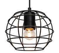 Long Life Lamps Company Wire Cage Globe Black Metal Pendant Light M0173