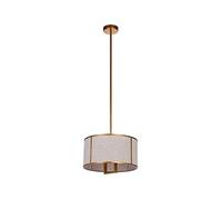 Long Line Hotel Sofa Background Wall Fabric Lamps Antique Gold Chandelier - Classic 1-Light Drum Pendant Light Fixture With 9.8'' Linen Fabric Shade, Vertical Rod Semi Flush Made in China