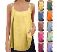 Long Line Tops For Women Uk Plus Size Ladies Summer Vest Tops With Adjustable Spaghetti Straps Camisoles Pleated Sleeveless Longline Blouses T-Shirts