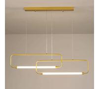 Long Linear Light, Ultra-Thin Metal Annulus Hanging Lamp with Acrylic Flute Shade,D Dining Room Suspension Lamps, Modern Led Chandelier, Kitchen Island Lights/Tricolor Light