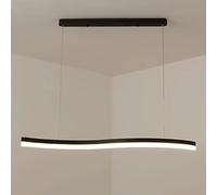 Long Linear Light, Ultra-Thin Metal Hanging Lamp with Acrylic Lampshade, Black Dining Room Suspension Lamps, Modern Led Chandelier - 36W, Strip Twist Drop Lights/Dimming