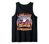 Long Live Cowghouls Cute Ghost Cowgirl Halloween Art Tank Top