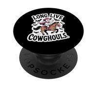 Long Live Cowghouls Ghost on Horse Funny Halloween PopSockets Adhesive PopGrip