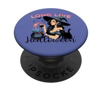 Long Live Halloween Witch Potion Retro Cat PopSockets Adhesive PopGrip