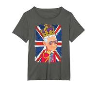 Long Live King Charles iii Coronation Tshirt Kids Union Jack T-Shirt, Women's Plus, Asphalt Grey, 2X