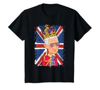 Long Live King Charles iii Coronation Tshirt Kids Union Jack T-Shirt, Youth, Black, X-Small