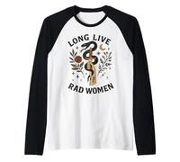 Long Live Rad Women Snake Dagger Moon Floral Raglan Baseball Tee