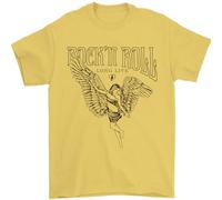 Long Live Rock n Roll Angel Mens T-Shirt 100% Cotton Yellow XL
