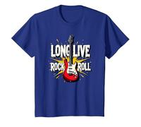 Long Live Rock & Roll - Iconic Guitar for Music Lovers T-Shirt, Kids, Royal Blue, 3 Years