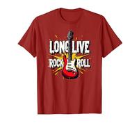 Long Live Rock & Roll - Iconic Guitar for Music Lovers T-Shirt, Men, Cranberry, XXL