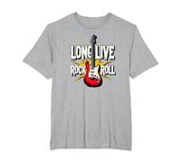Long Live Rock & Roll - Iconic Guitar for Music Lovers T-Shirt, Men's Big and Tall, Heather Grey, 5X Tall