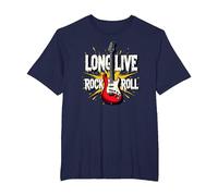 Long Live Rock & Roll - Iconic Guitar for Music Lovers T-Shirt, Men's Big and Tall, Navy, 2X Tall