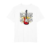 Long Live Rock & Roll - Iconic Guitar for Music Lovers T-Shirt, Men's Big and Tall, White, 3X Tall