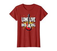 Long Live Rock & Roll - Iconic Guitar for Music Lovers T-Shirt, Women, Cranberry, XS