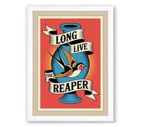 Long Live the Reaper Vintage Framed Wall Art Print A1 (84.1×59.4cm) White, Wall Decor for Living Room, Bedroom, Office & Home, Ready to Hang, Art Gift
