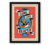 Long Live the Reaper Vintage Framed Wall Art Print A3 (42×29.7cm) Black, Wall Decor for Living Room, Bedroom, Office & Home, Ready to Hang, Art Gift