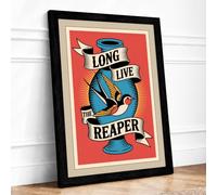Long Live the Reaper Vintage Framed Wall Art Print A3 Black