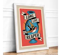 Long Live the Reaper Vintage Framed Wall Art Print A4 White | Ready to Hang, Premium Gi Paper, Fade-Resistant Inks, Securely Packaged, UK Made