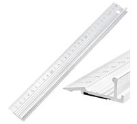 Long Metal Ruler 30cm White Aluminium Cutting Ruler with Raised Grip, Precision Straight Edge Tool, Non-Slip Safety Edge Tools for DIY Craft Precision Measurement