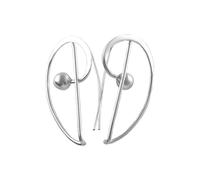 Long Modernist 925 Sterling Silver Ball Bead Earrings